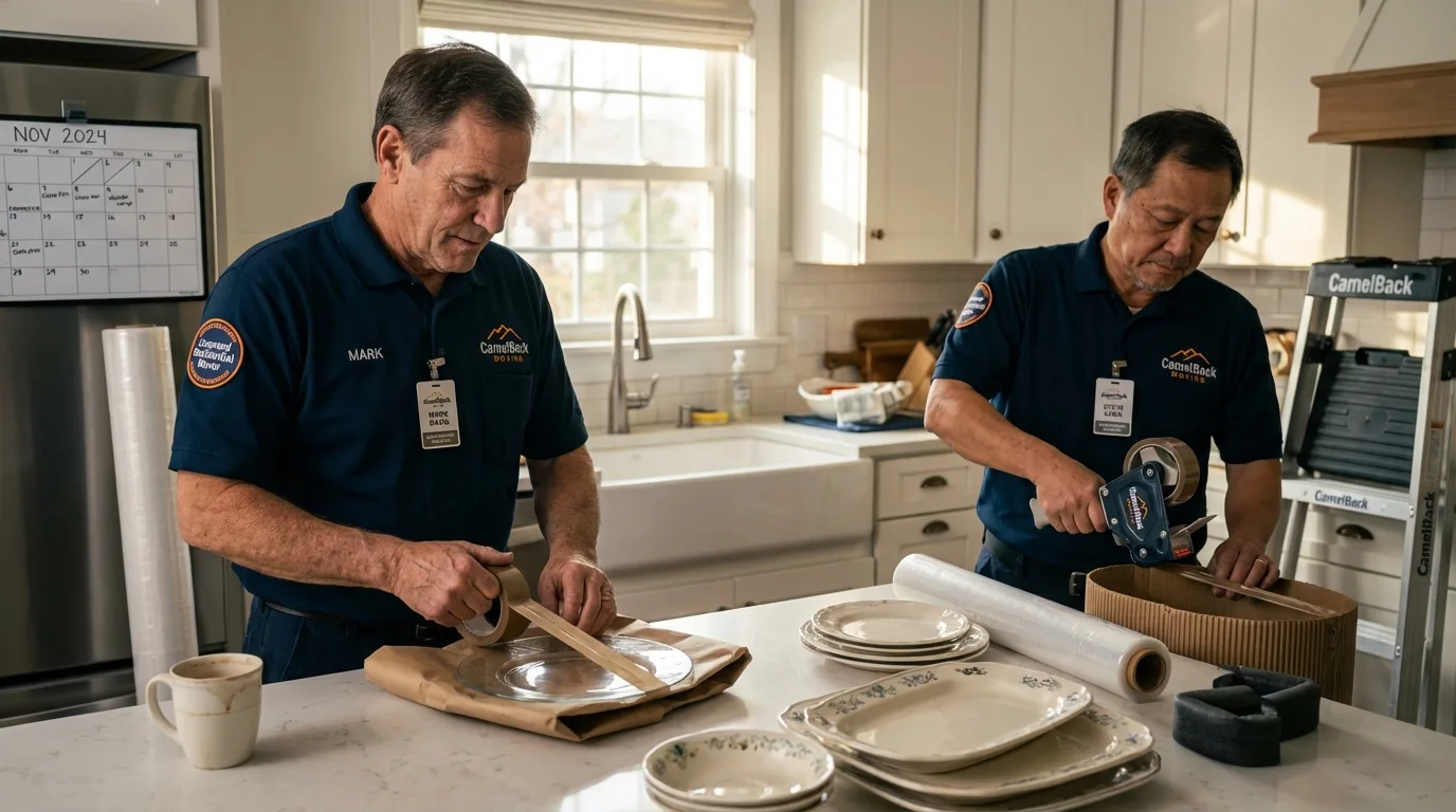 Professional crew packing kitchen dishware in Hartford, KY